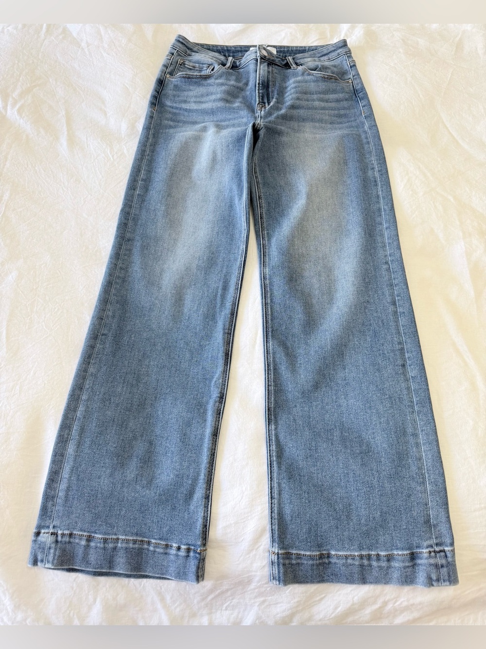 Risen Jeans | Women’s 11/30 | High Rise Wide Leg Stretch Denim Medium Wash